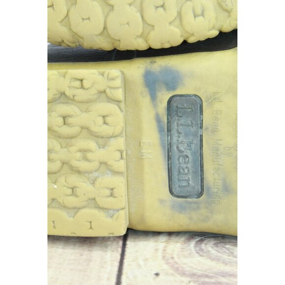 LL Bean Lace Up Unlined Ankle Duck Boots Brown Leather Padded Collar Size 9 M - Picture 9 of 10